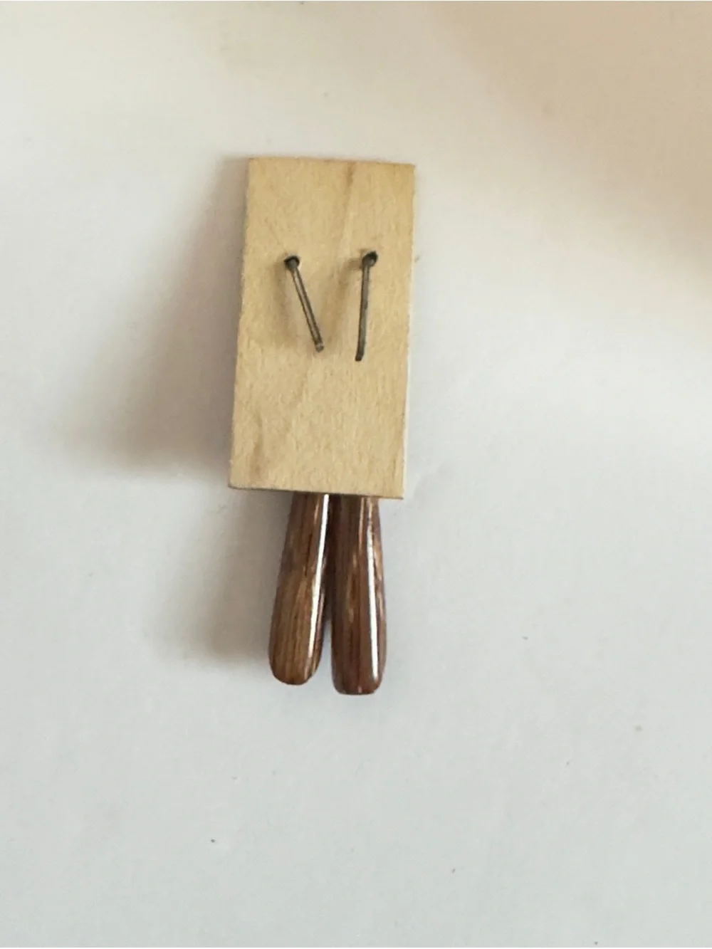 Handmade Cuban Wooden Drop Earrings Elongated Tapered Dangle Artisan Jewelry